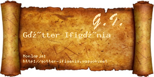 Götter Ifigénia névjegykártya